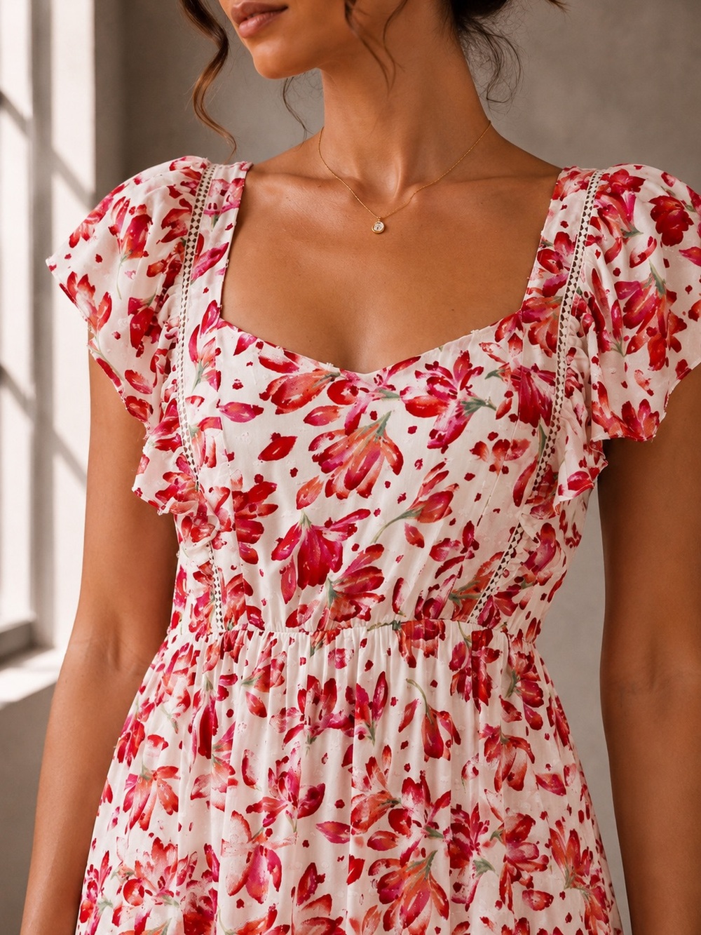 461. Blushing Garden Open-Back Maxi Floral Dress - Picture 3 of 3